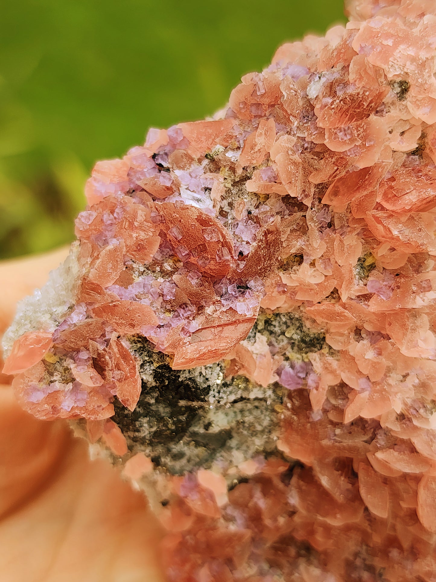 Rhodochrosite Specimen with Fluorite, Quartz and Pyrite