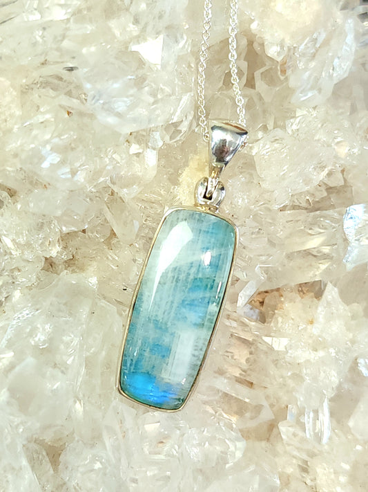 Stirling Silver Green Moonstone Necklace