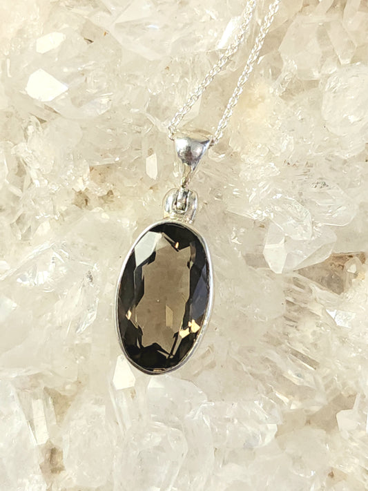 Stirling Silver Smoky Quartz Necklace