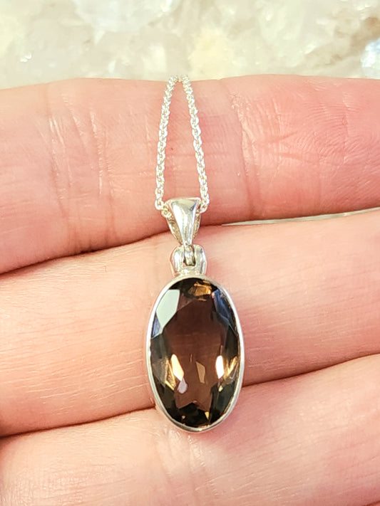 Stirling Silver Smoky Quartz Necklace