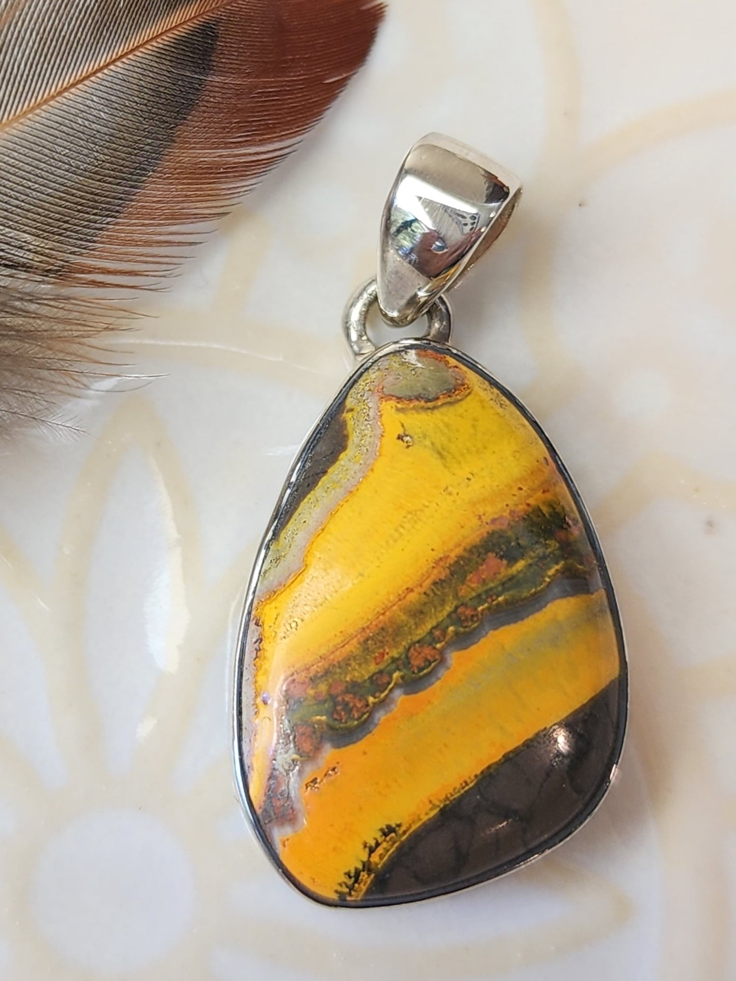 Bumblebee Jasper Stirling Silver S925 Pendant