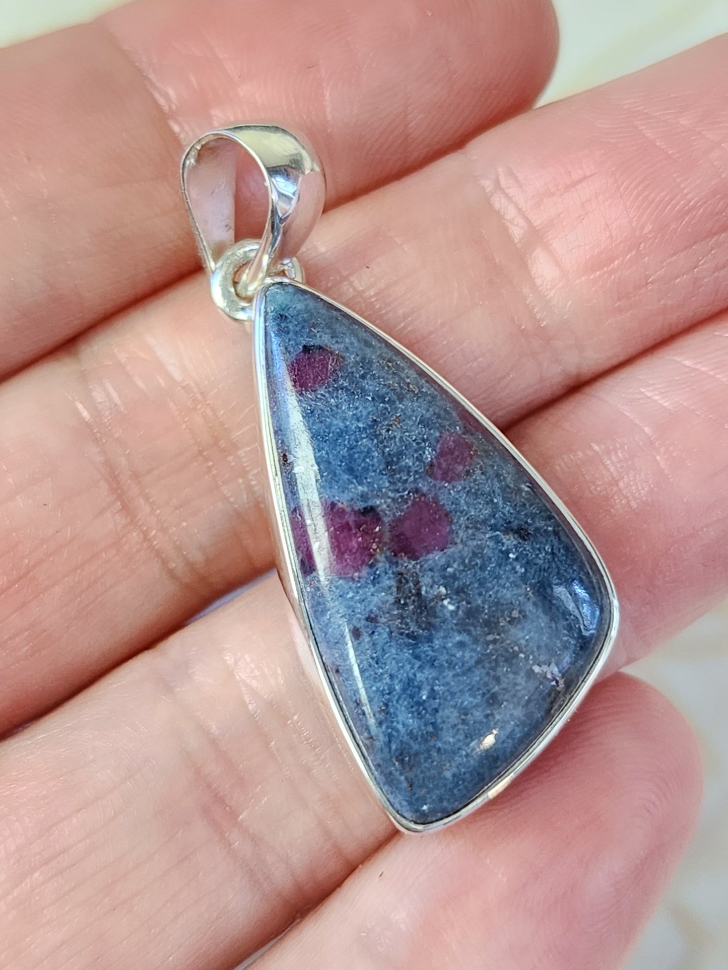 Ruby in Blue Kyanite Stirling Silver S925 Pendant