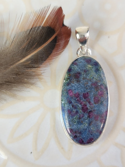 Ruby in Blue Kyanite Stirling Silver S925 Pendant