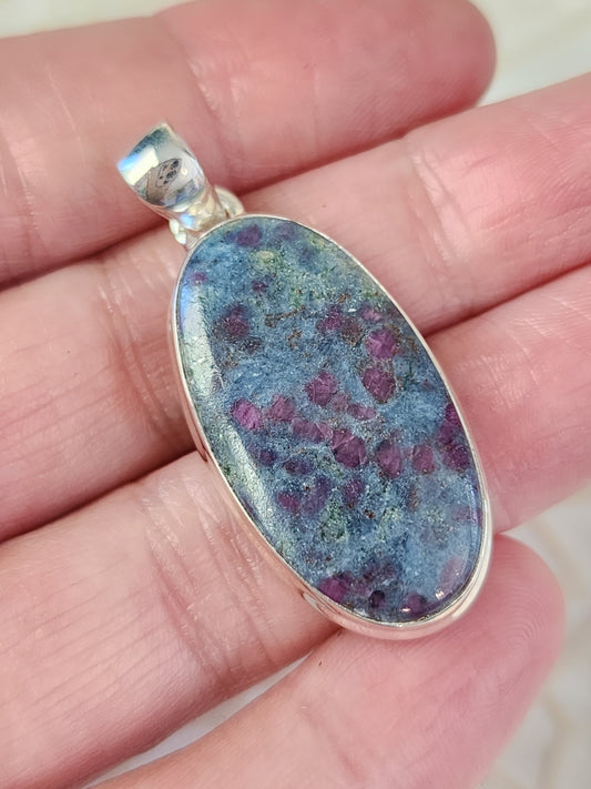 Ruby in Blue Kyanite Stirling Silver S925 Pendant