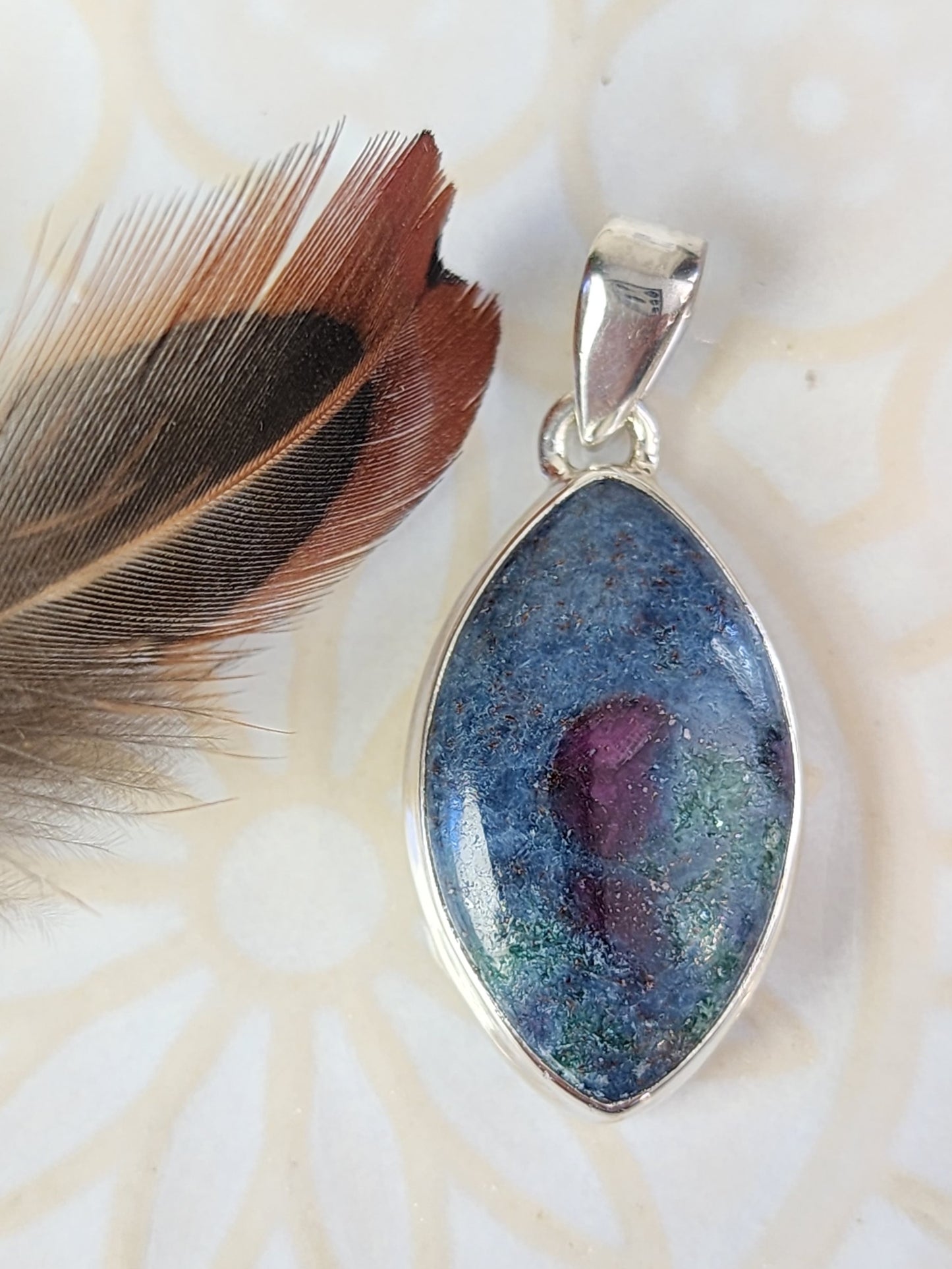 Ruby in Blue Kyanite Stirling Silver S925 Pendant