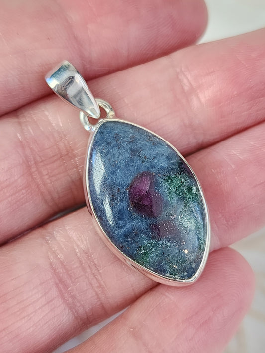 Ruby in Blue Kyanite Stirling Silver S925 Pendant