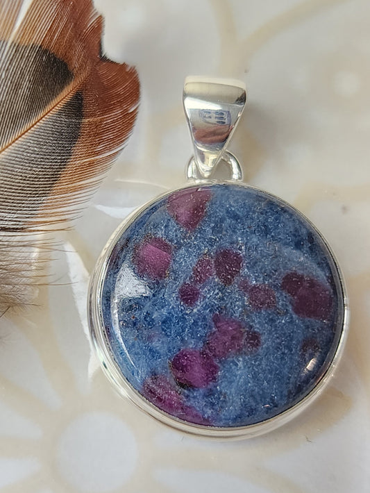 Ruby in Blue Kyanite Stirling Silver S925 Pendant
