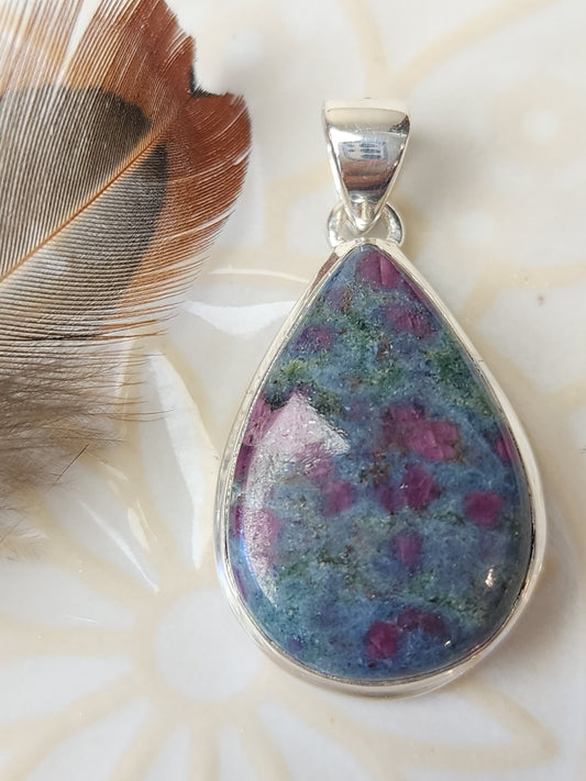Ruby in Blue Kyanite Stirling Silver S925 Pendant