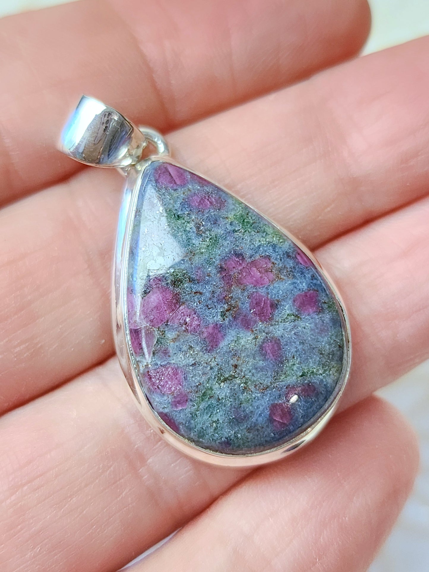Ruby in Blue Kyanite Stirling Silver S925 Pendant