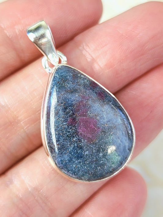 Ruby in Blue Kyanite Stirling Silver S925 Pendant