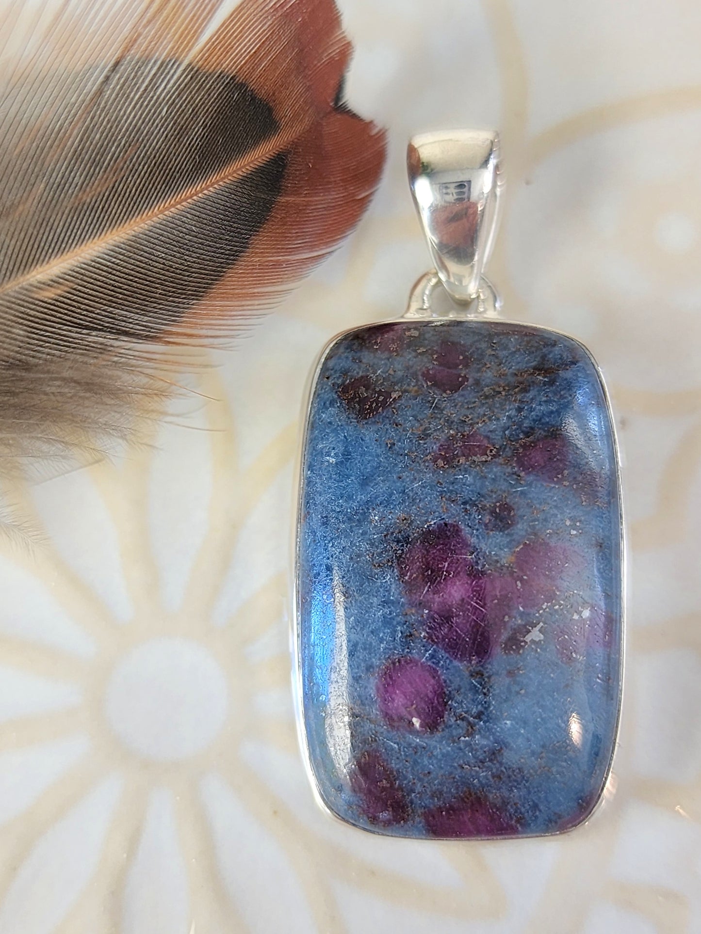 Ruby in Blue Kyanite Stirling Silver S925 Pendant
