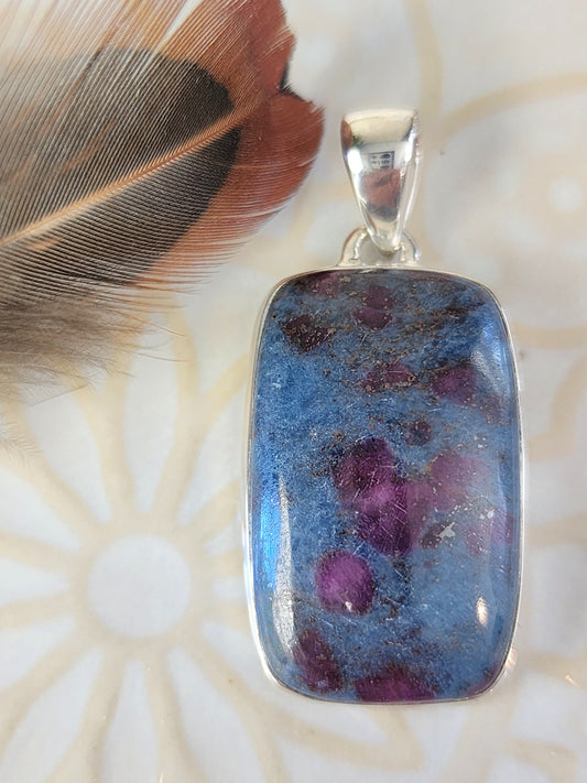 Ruby in Blue Kyanite Stirling Silver S925 Pendant