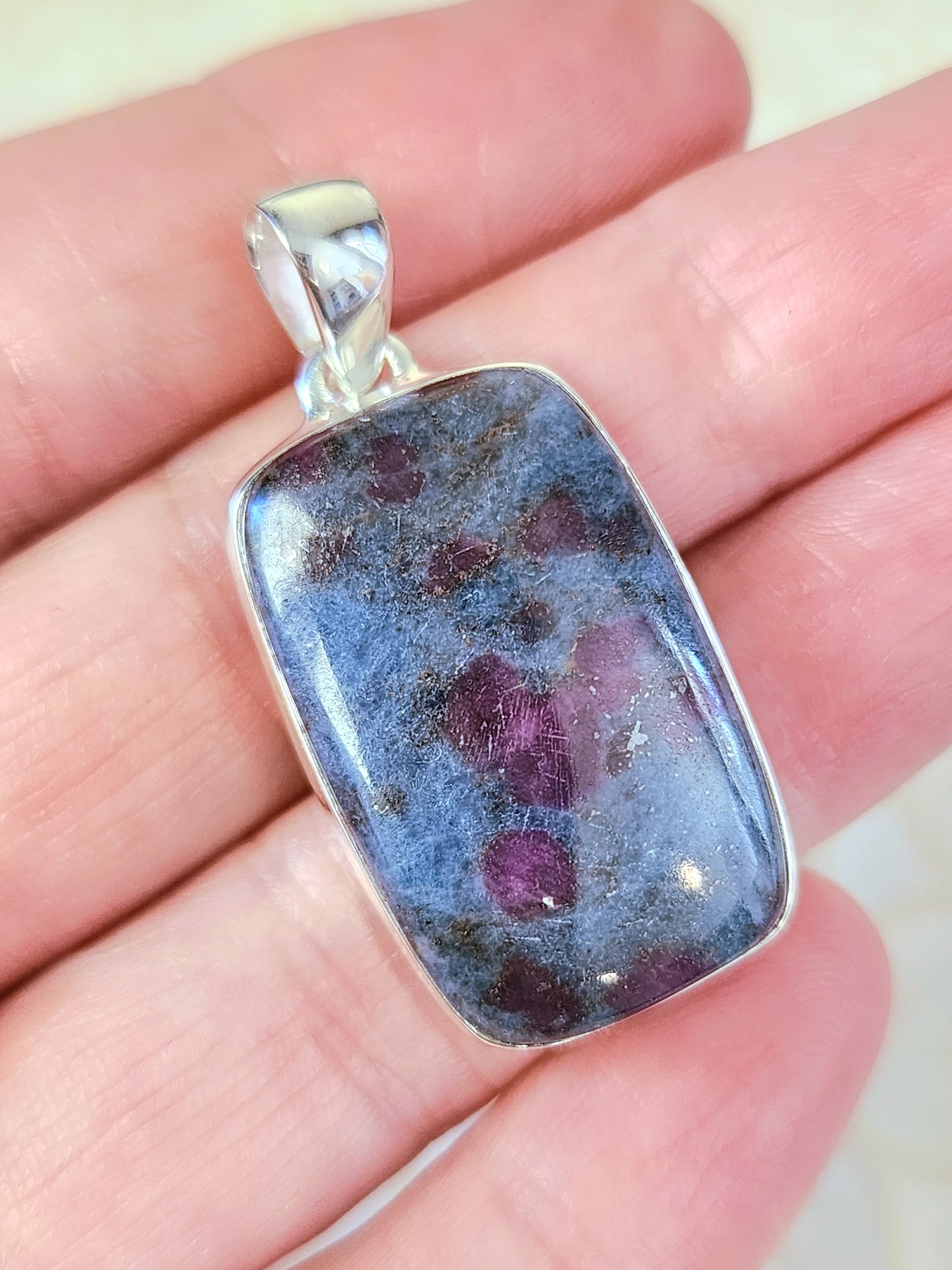 Ruby in Blue Kyanite Stirling Silver S925 Pendant
