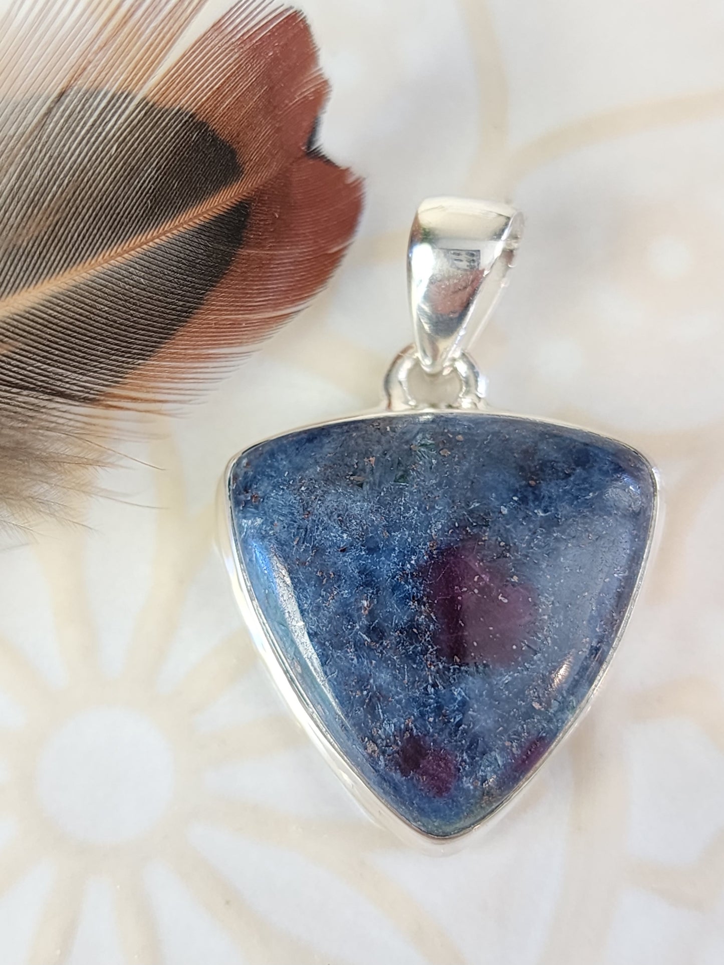 Ruby in Blue Kyanite Stirling Silver S925 Pendant