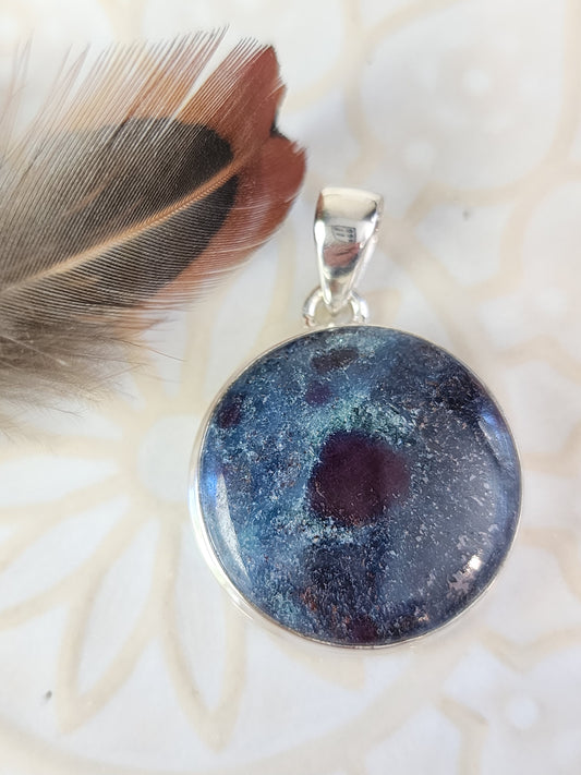 Ruby in Blue Kyanite Stirling Silver S925 Pendant