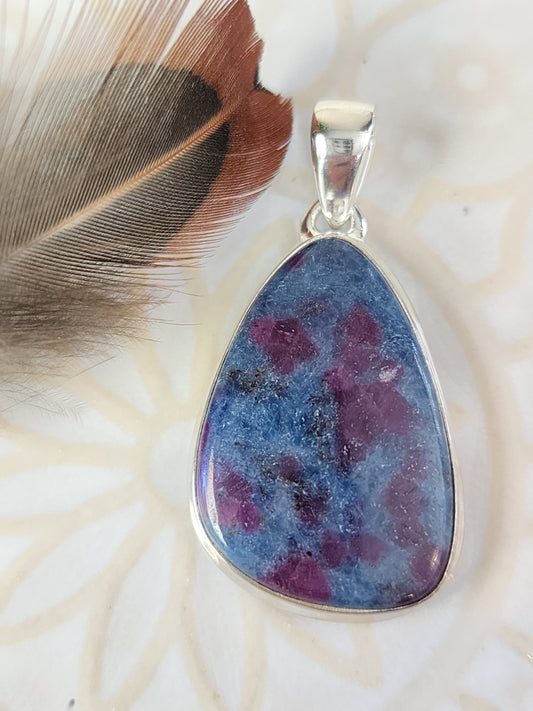Ruby in Blue Kyanite Stirling Silver S925 Pendant