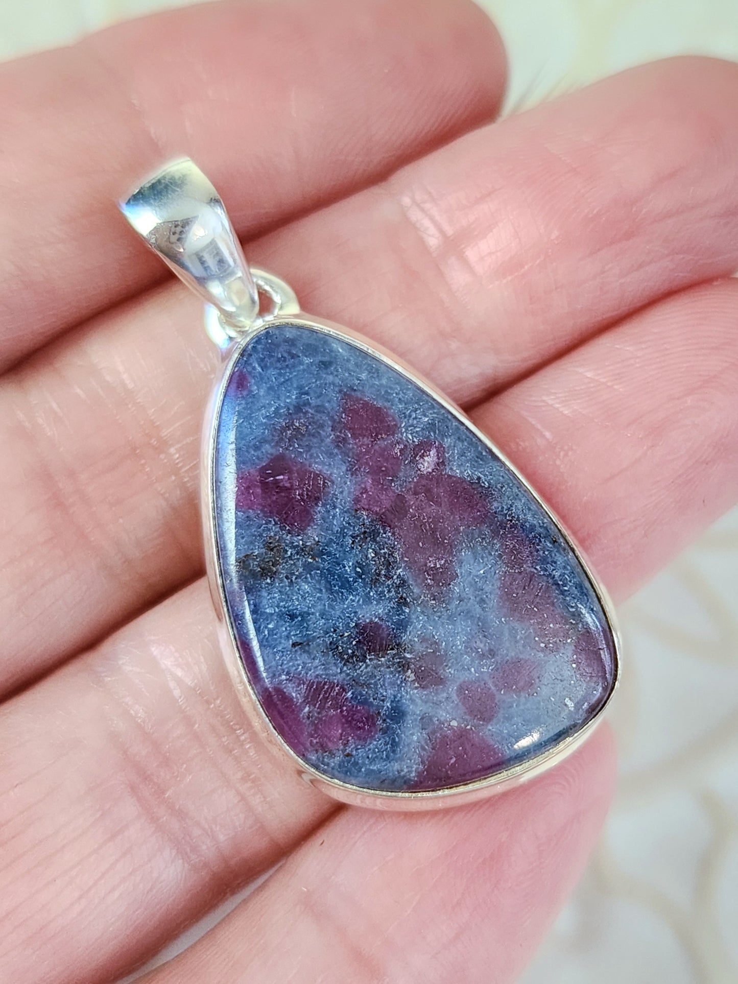 Ruby in Blue Kyanite Stirling Silver S925 Pendant