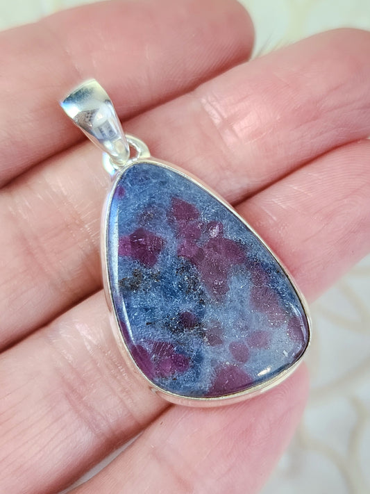 Ruby in Blue Kyanite Stirling Silver S925 Pendant
