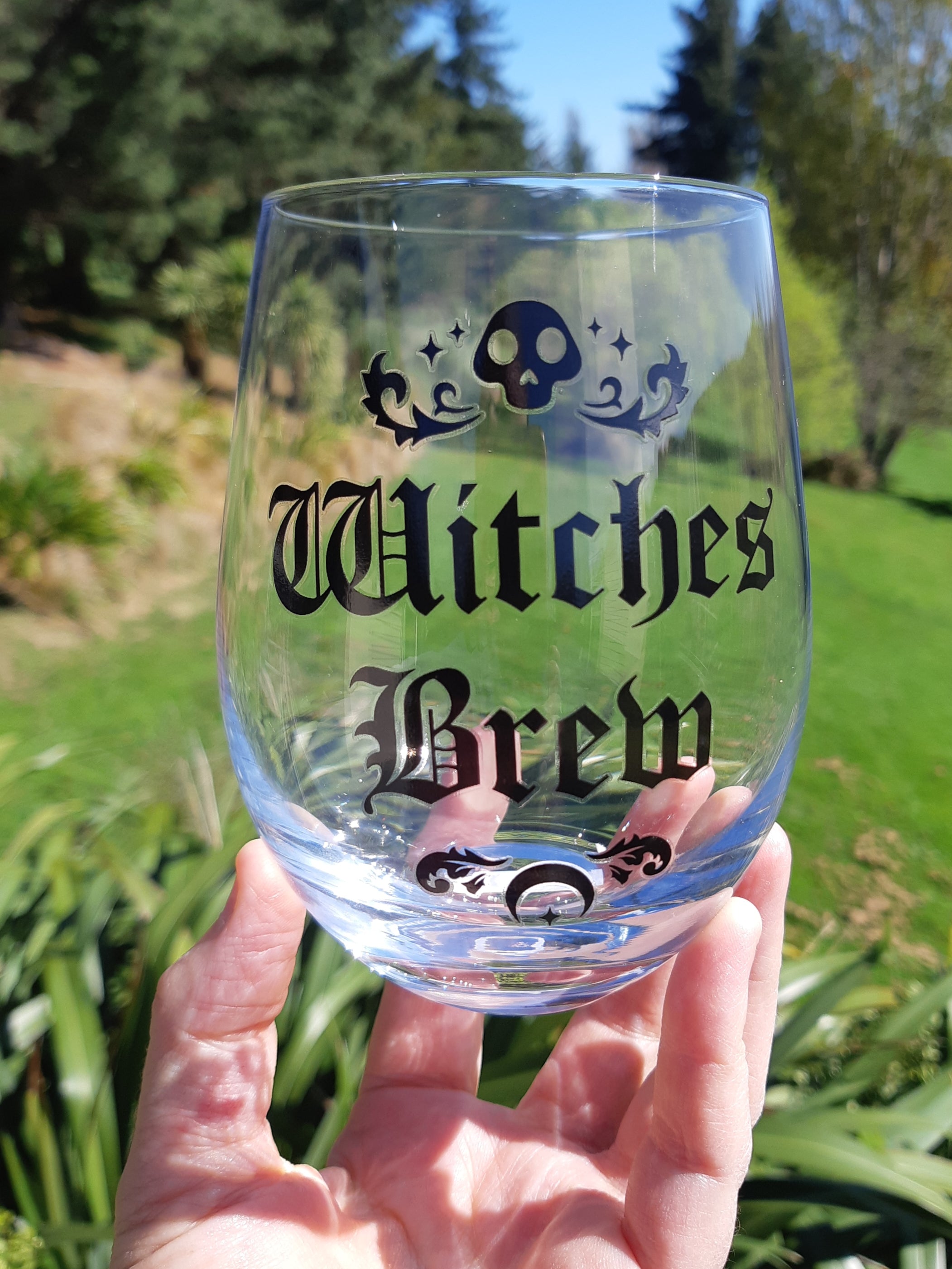 14 oz Stemless Wine Glass Tumbler- Witch's Brew Cauldron