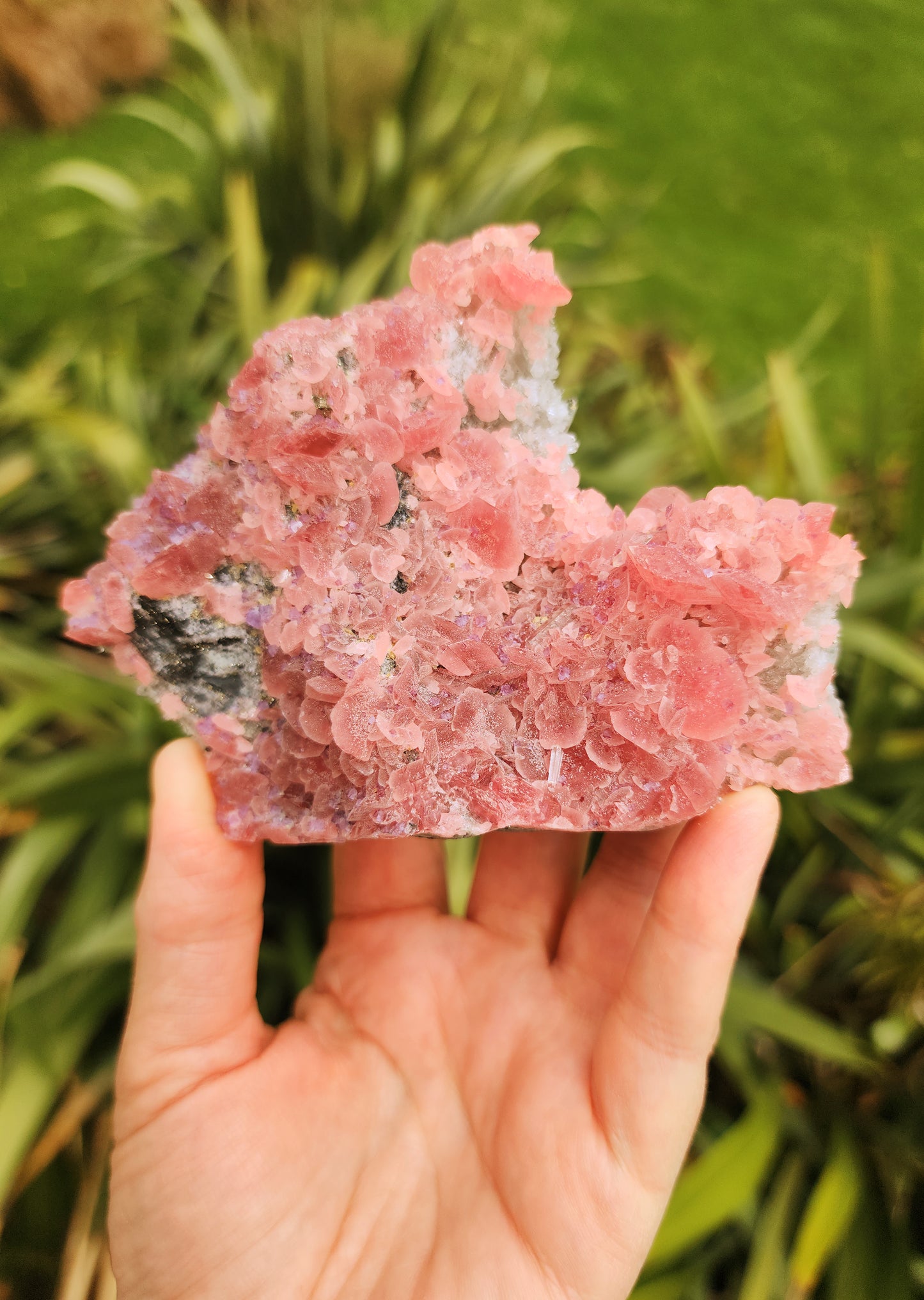 Rhodochrosite Specimen with Fluorite, Quartz and Pyrite