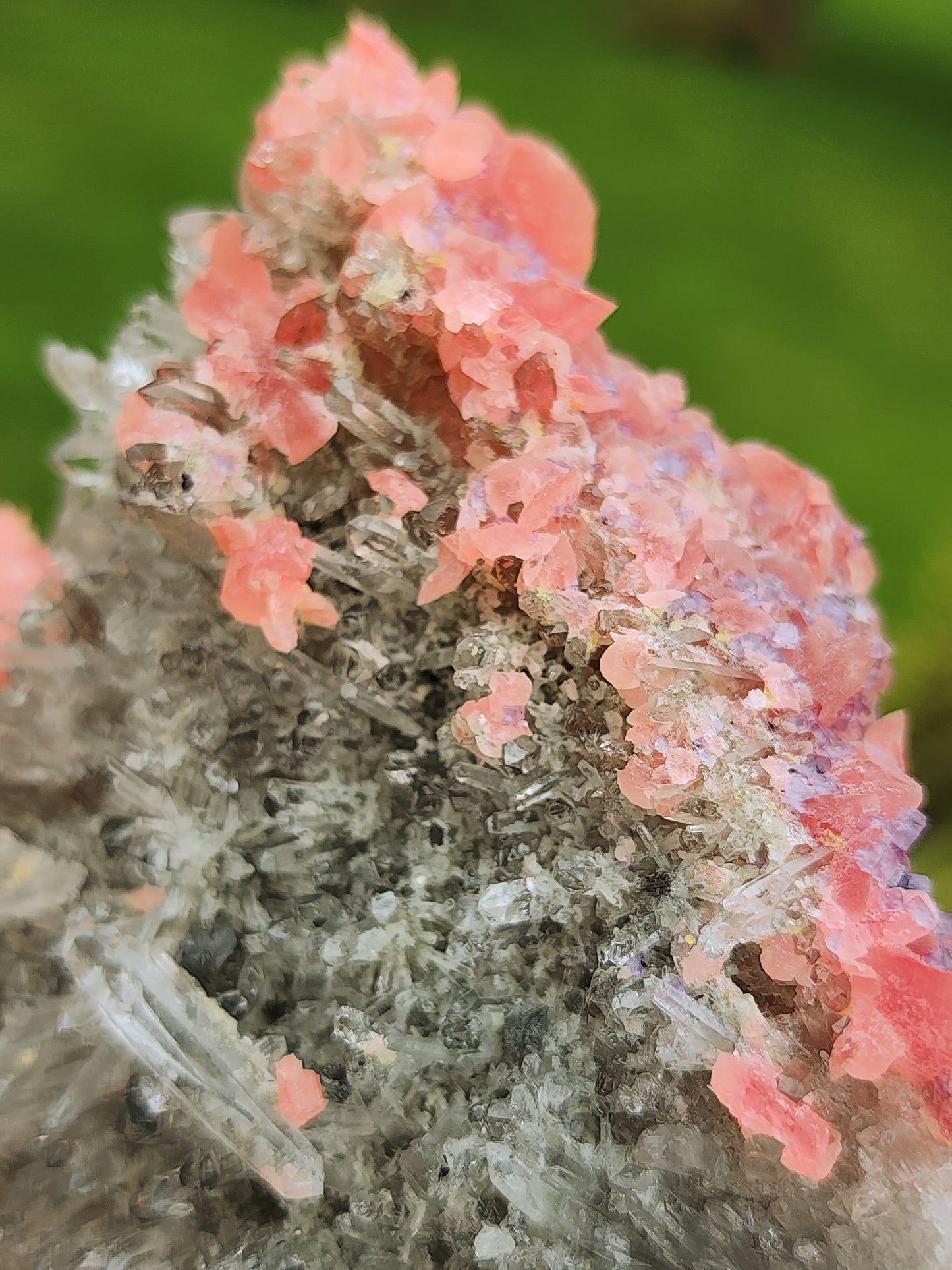 Rhodochrosite Specimen with Fluorite, Quartz and Pyrite