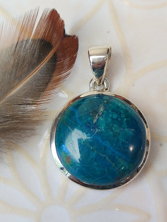 Chrysocolla Stirling Silver S925 Pendant