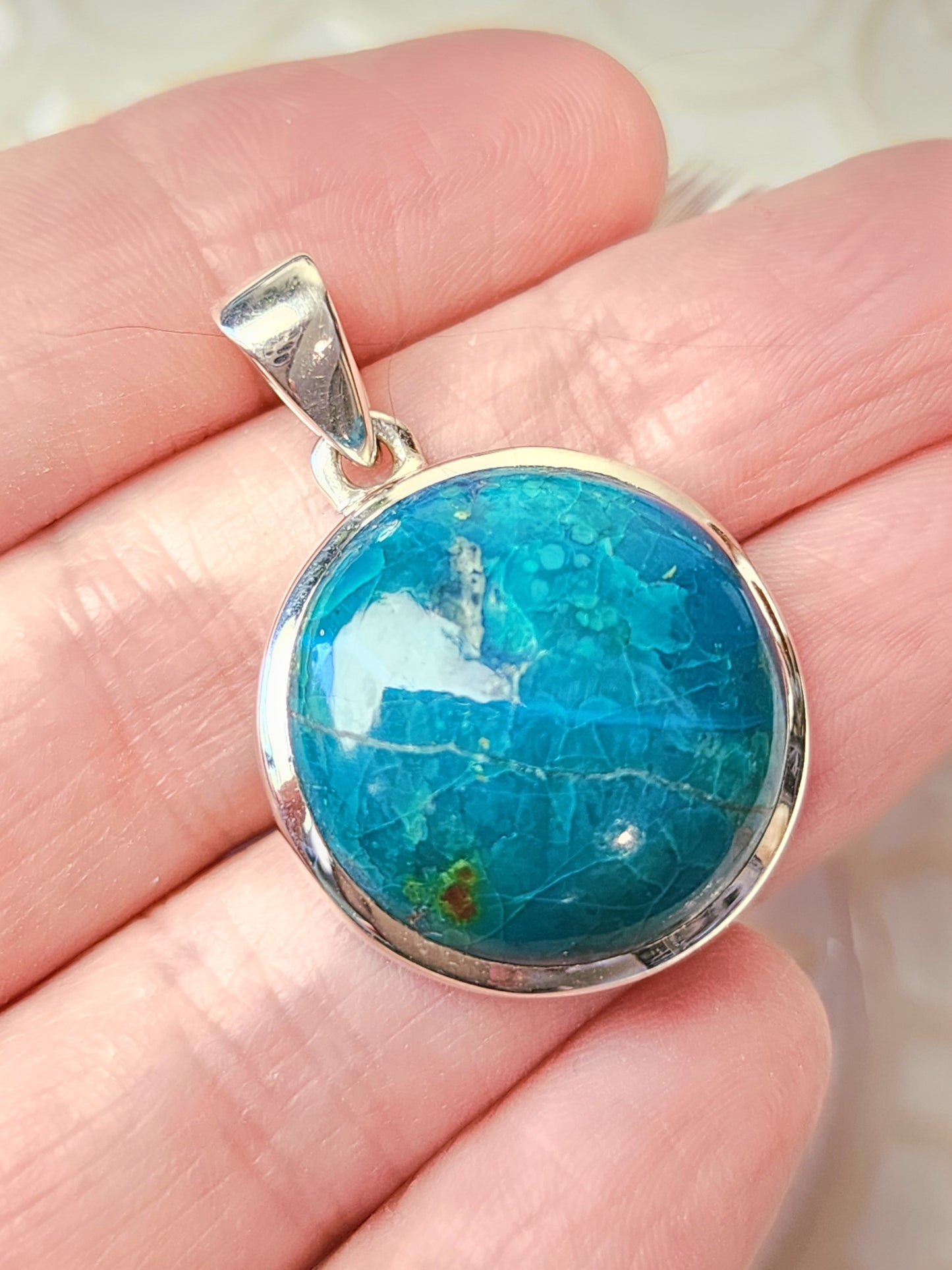 Chrysocolla Stirling Silver S925 Pendant