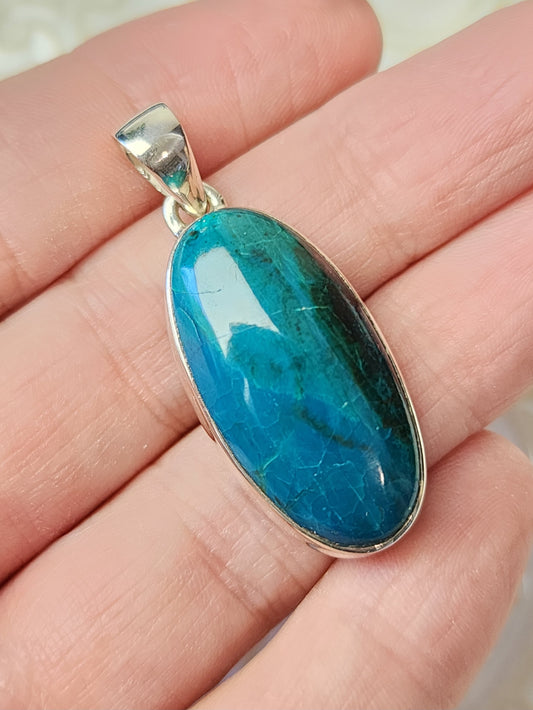 Chrysocolla Stirling Silver S925 Pendant