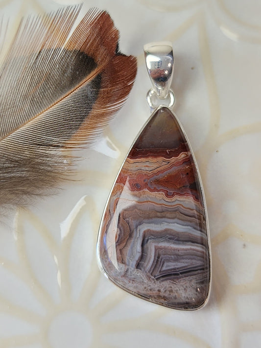 Laguna Agate Stirling Silver S925 Pendant