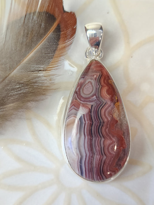 Laguna Agate Stirling Silver S925 Pendant