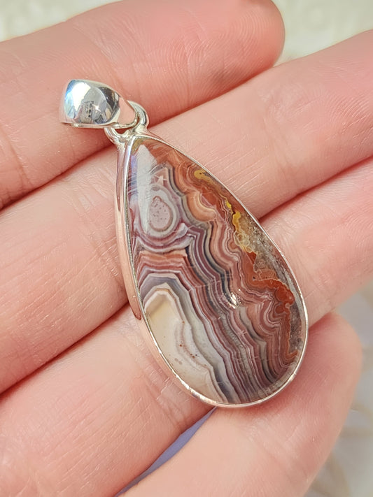 Laguna Agate Stirling Silver S925 Pendant