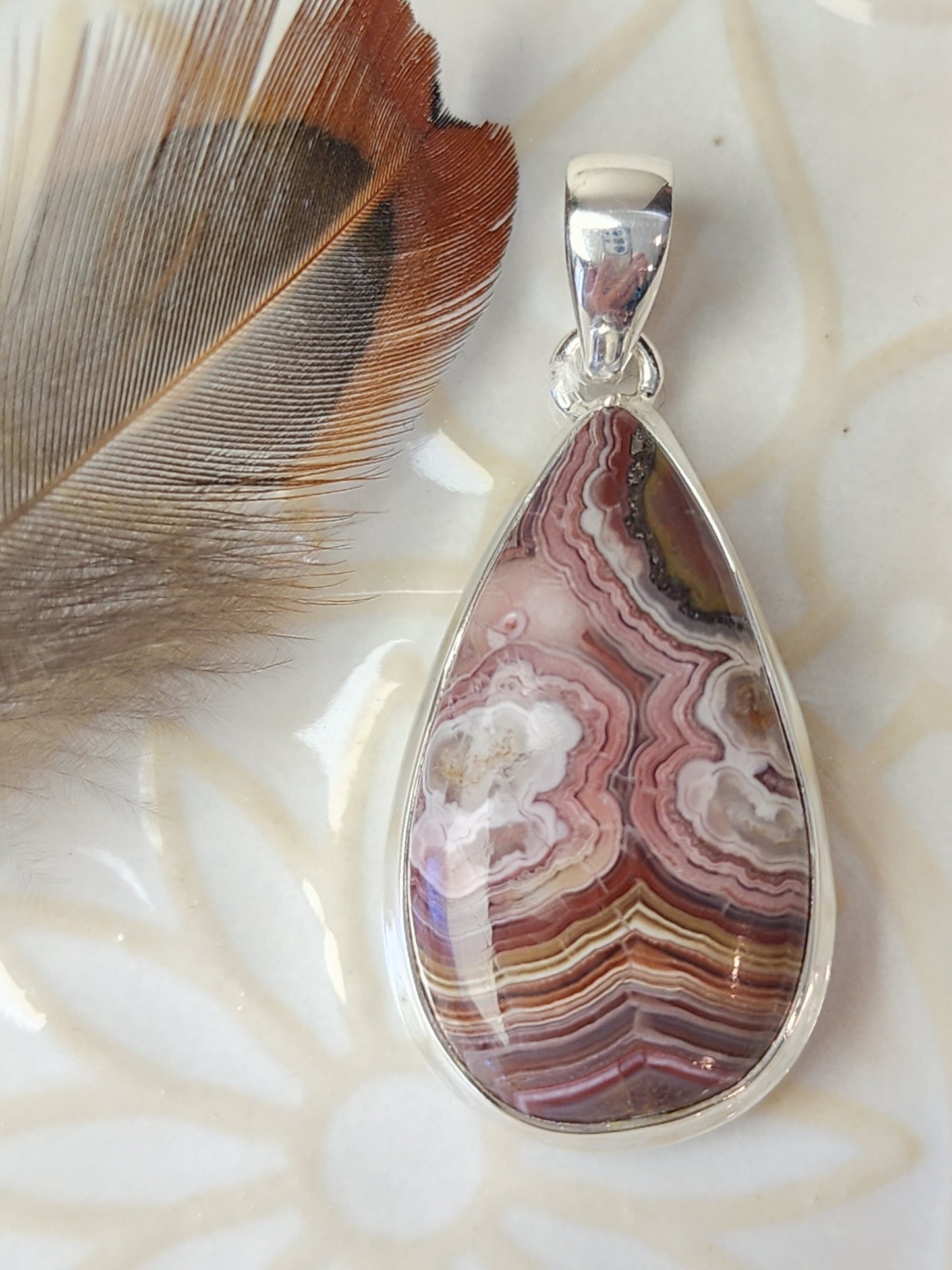 Laguna Agate Stirling Silver S925 Pendant