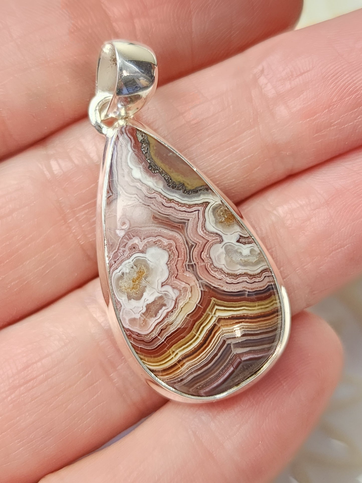 Laguna Agate Stirling Silver S925 Pendant