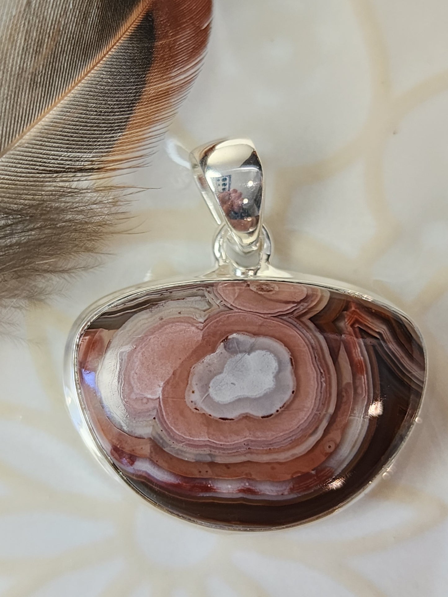 Laguna Agate Stirling Silver S925 Pendant