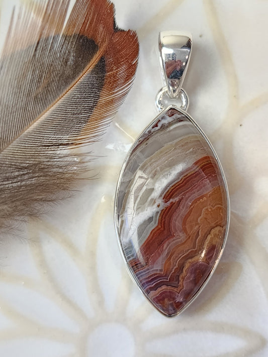 Laguna Agate Stirling Silver S925 Pendant