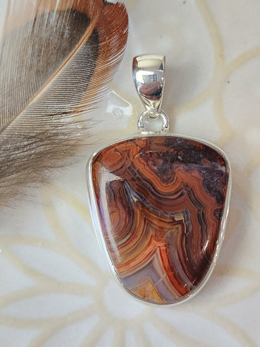 Laguna Agate Stirling Silver S925 Pendant