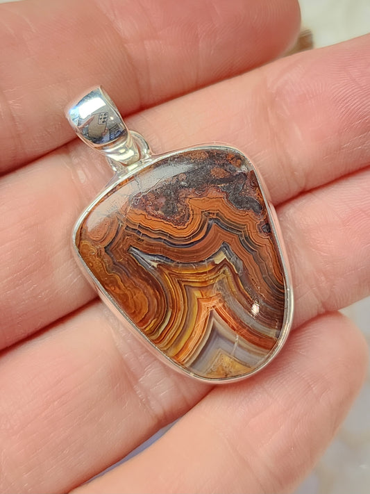 Laguna Agate Stirling Silver S925 Pendant