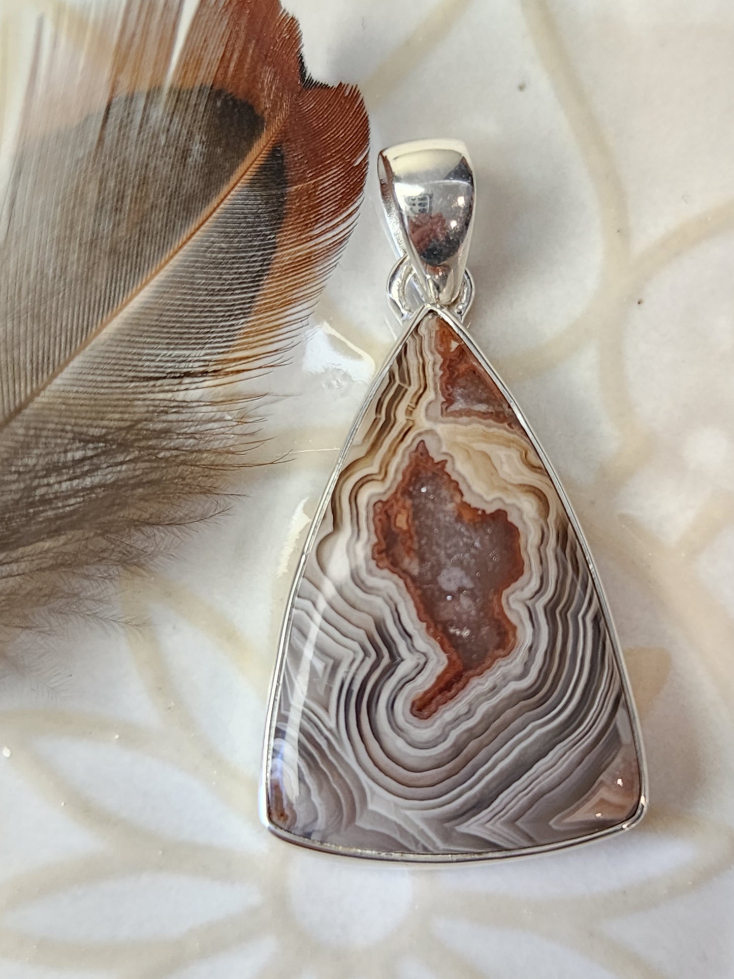 Laguna Agate Stirling Silver S925 Pendant