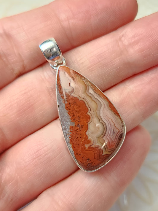 Laguna Agate Stirling Silver S925 Pendant