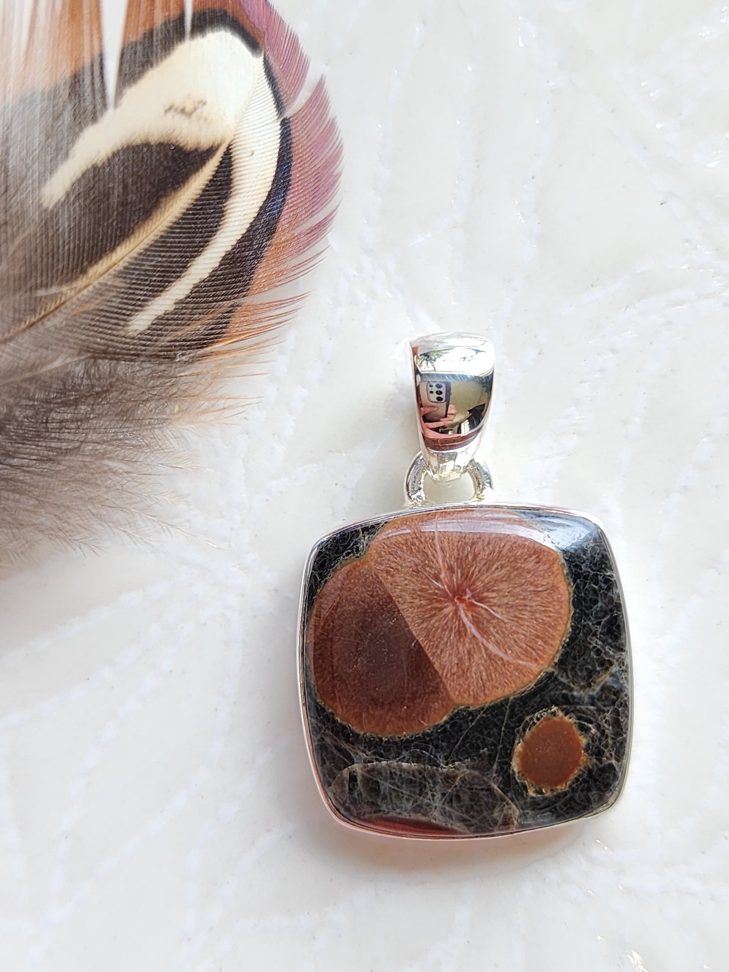 Peanut Obsidian Stirling Silver S925 Pendant