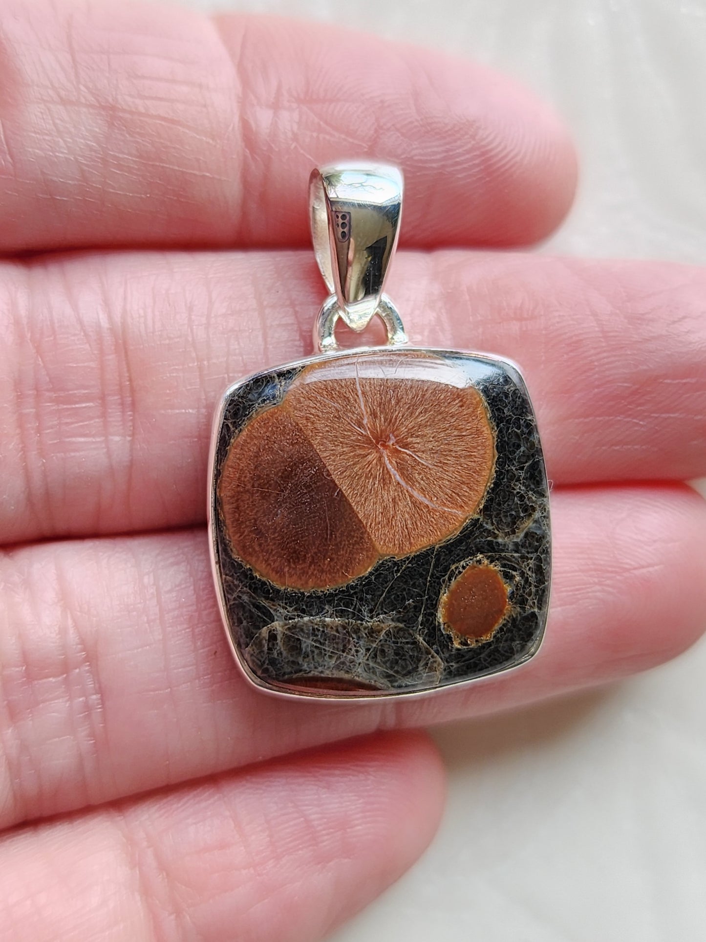 Peanut Obsidian Stirling Silver S925 Pendant