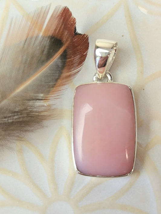 Pink Opal Stirling Silver S925 Pendant