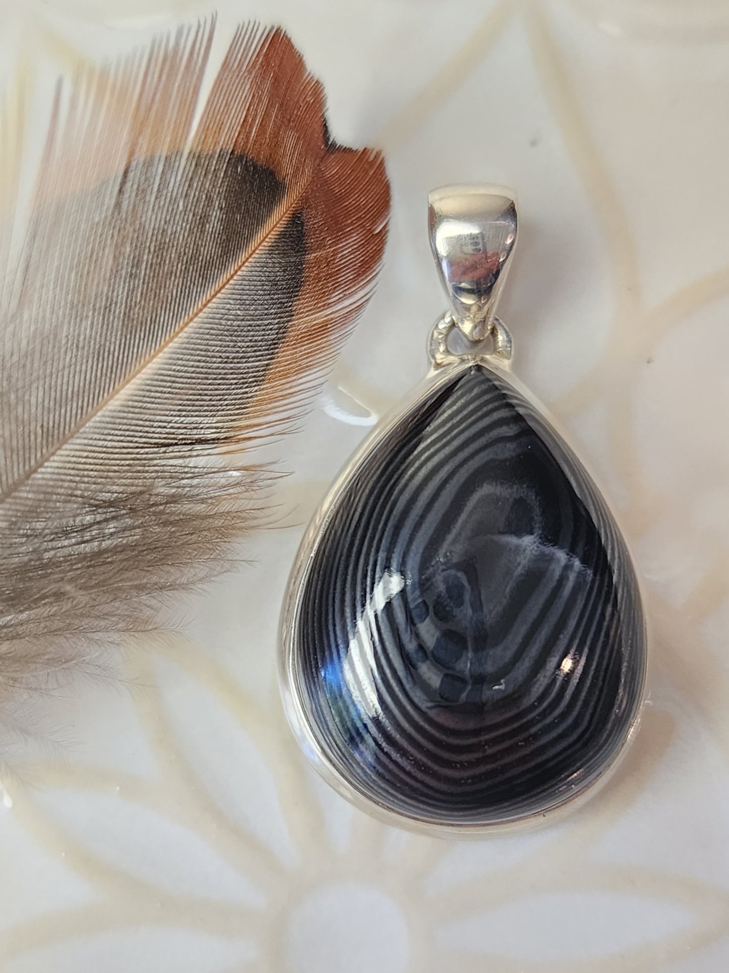 Psilomelane Stirling Silver S925 Pendant