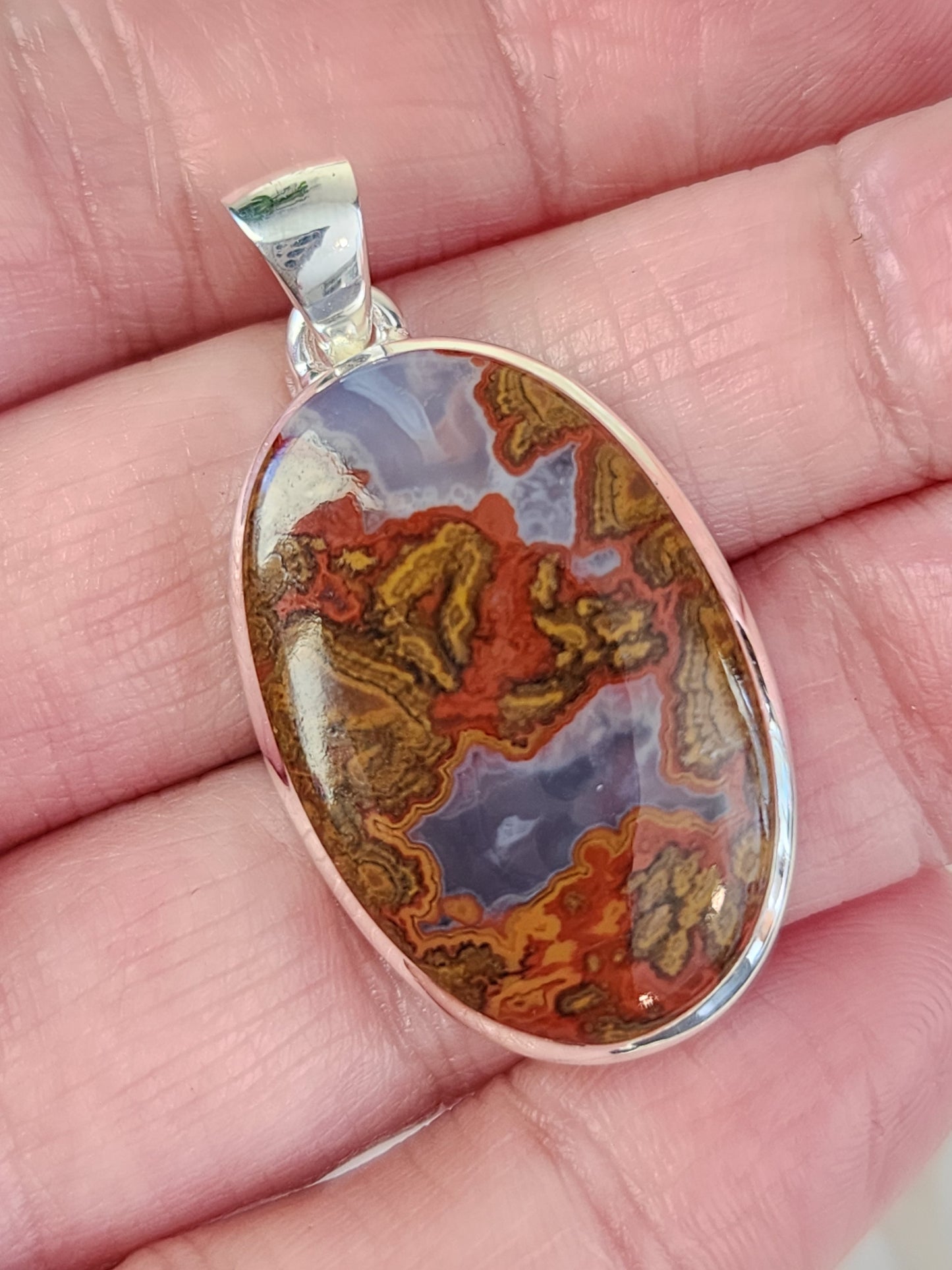 Seam Agate Stirling Silver S925 Pendant