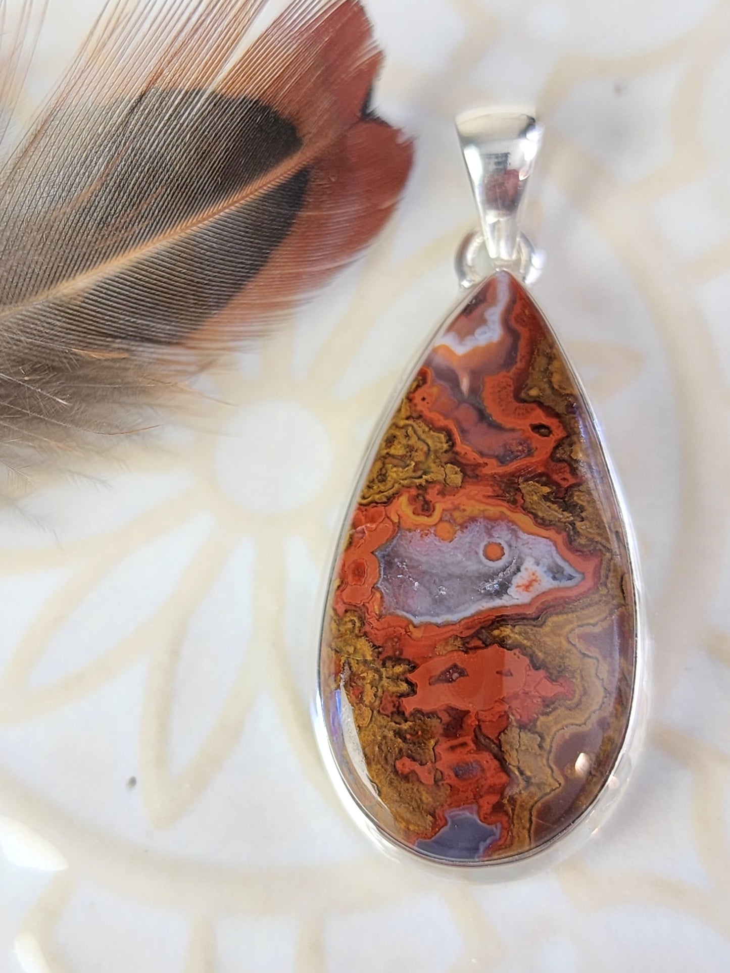 Seam Agate Stirling Silver S925 Pendant