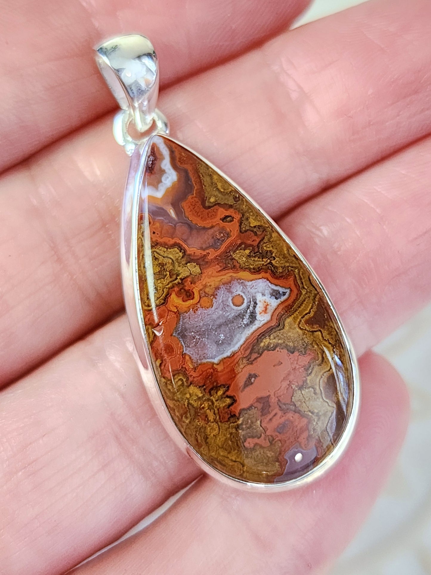 Seam Agate Stirling Silver S925 Pendant