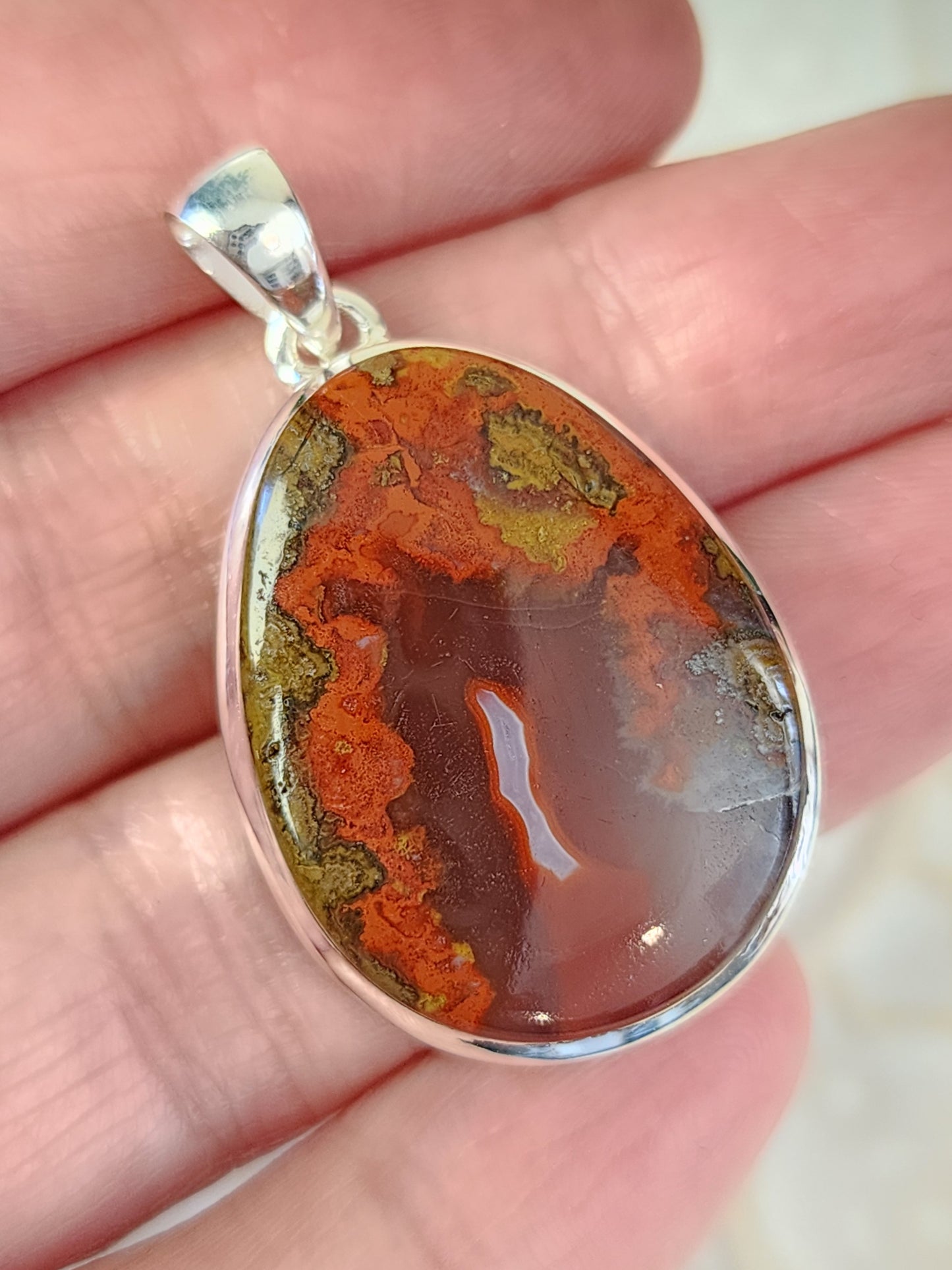 Seam Agate Stirling Silver S925 Pendant