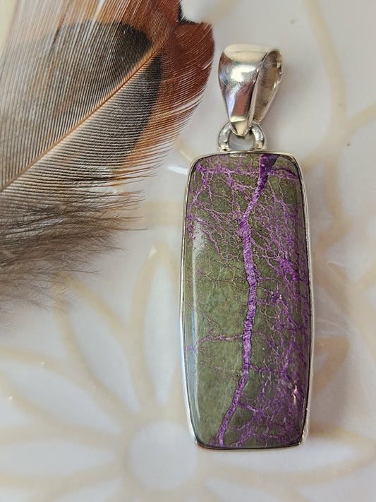 Stichtite in Serpentine Stirling Silver S925 Pendant