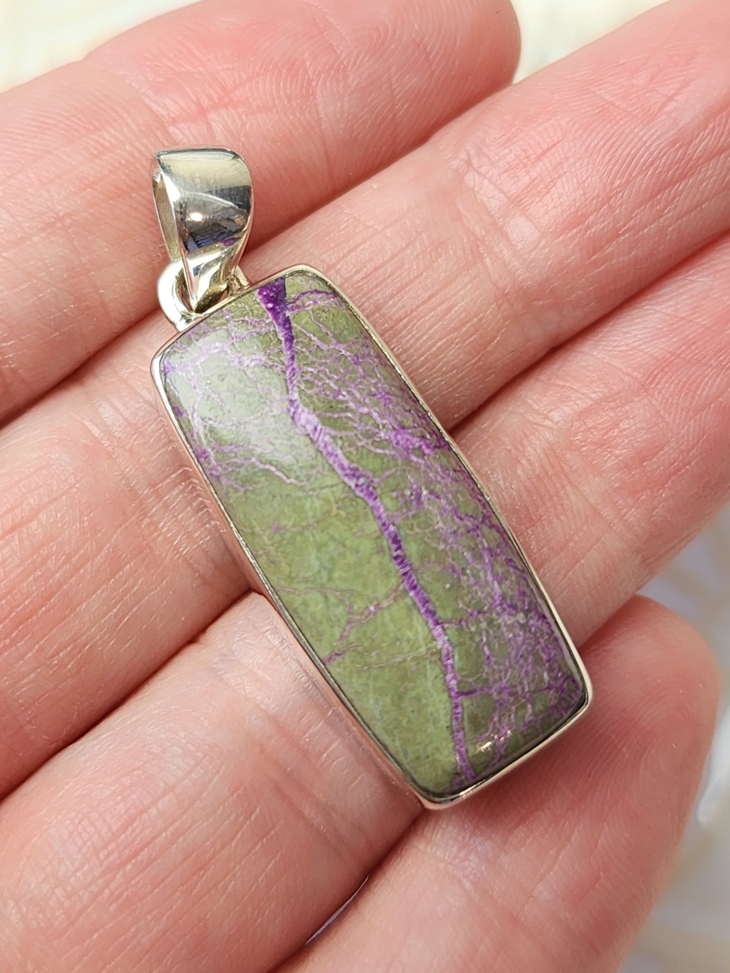 Stichtite in Serpentine Stirling Silver S925 Pendant