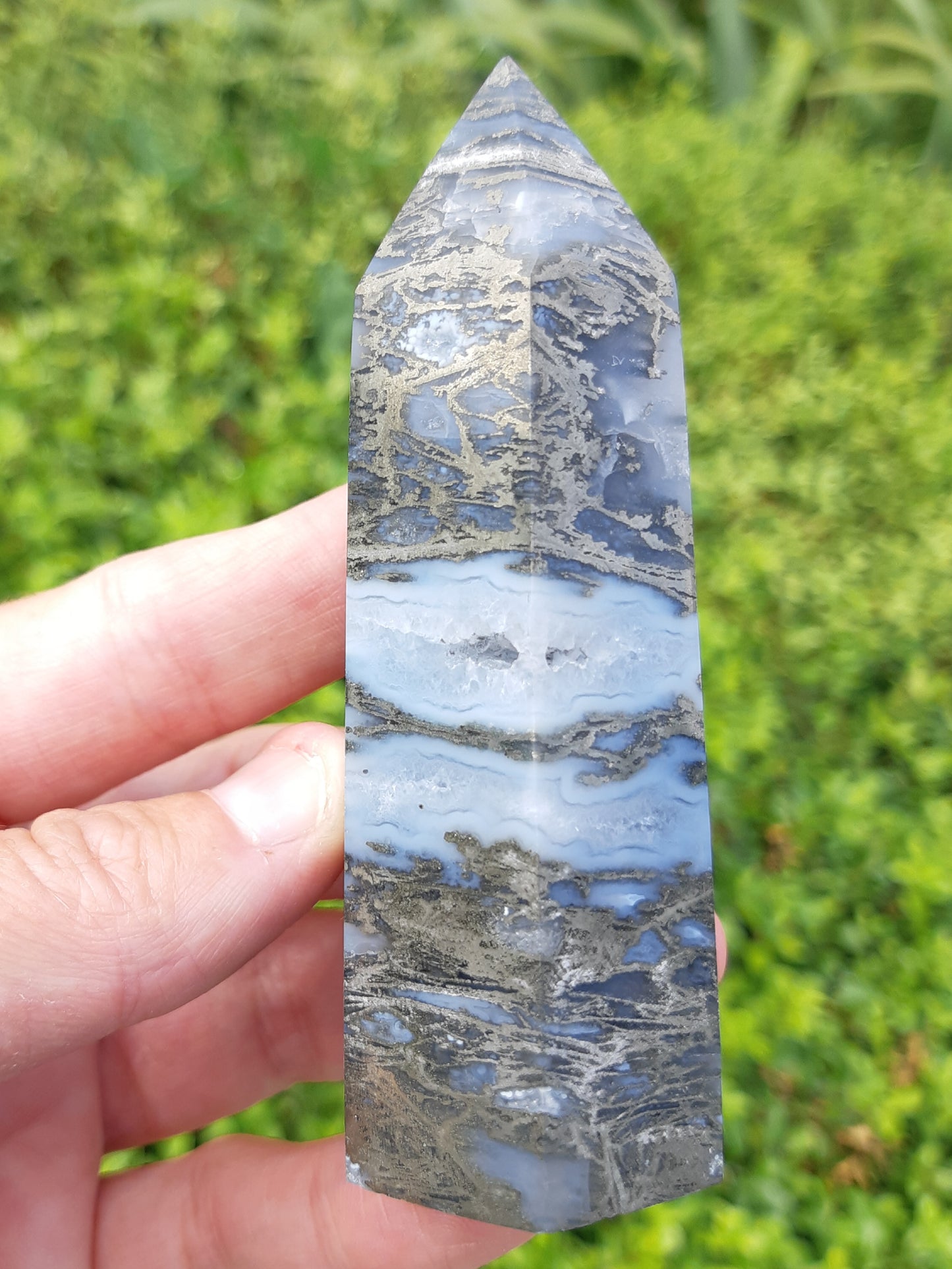 Agate Pyrite Point